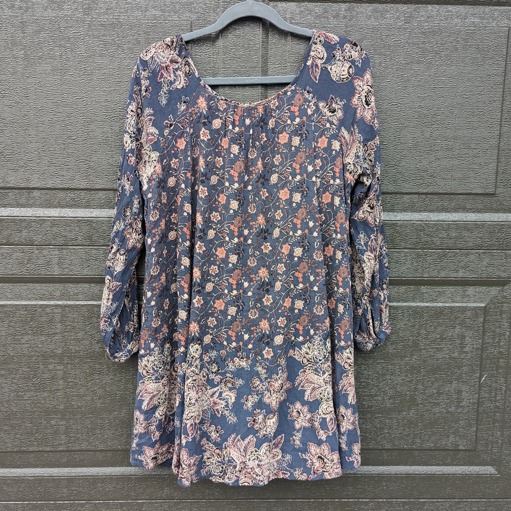 Free People Lucky Loosey Dress Indigo Blue, Paisley Boho Dress - Picture 7 of 12